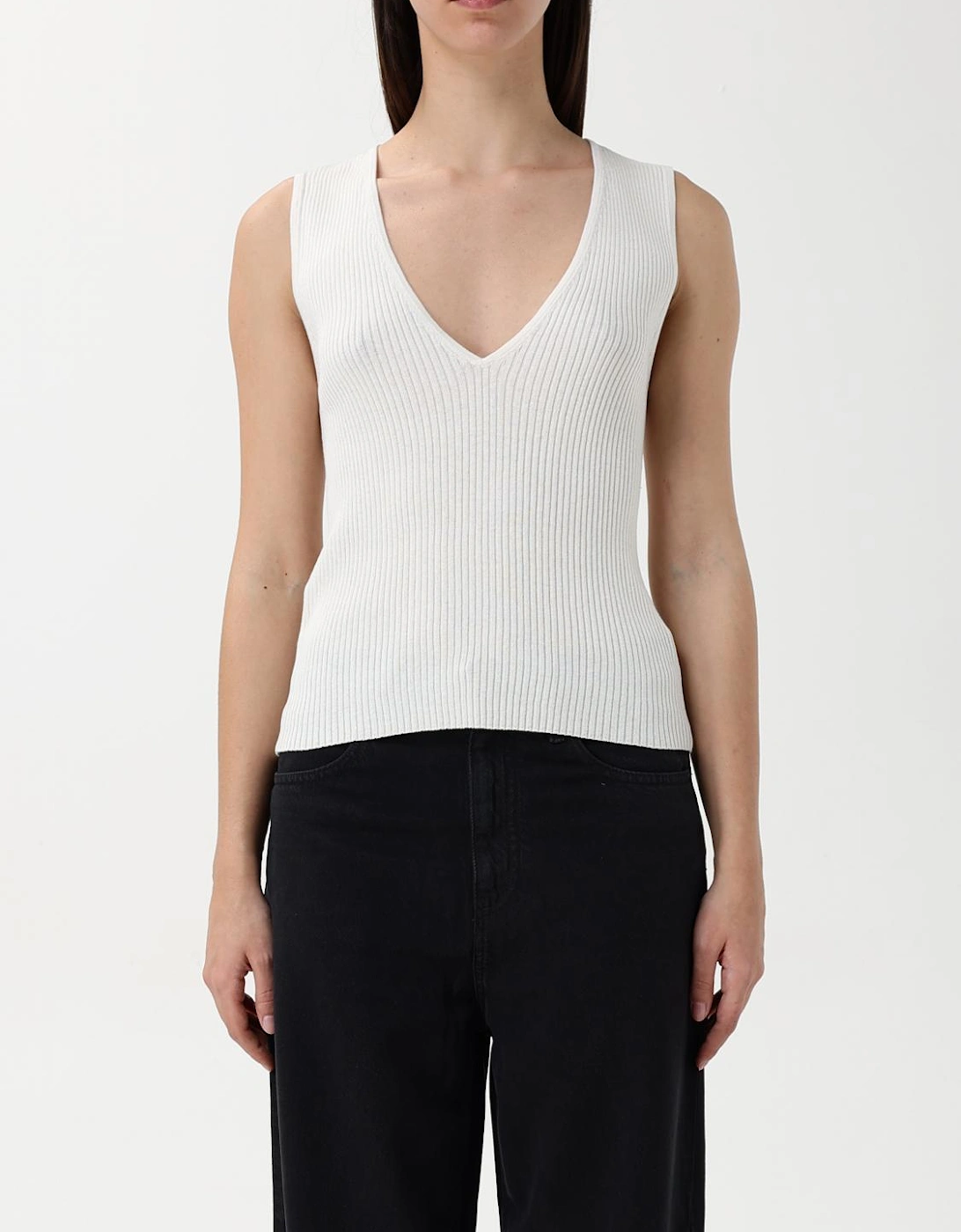 Ribbed Knit Sleeveless VNeck Top, 5 of 4
