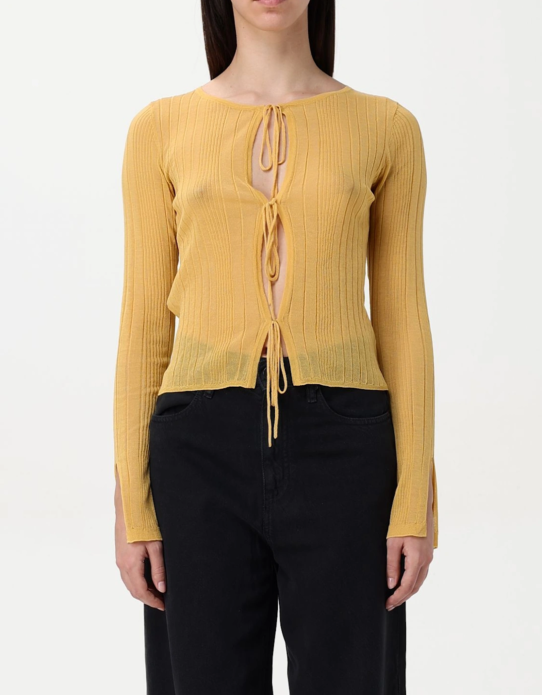 TieFront Ribbed Knit Cardigan