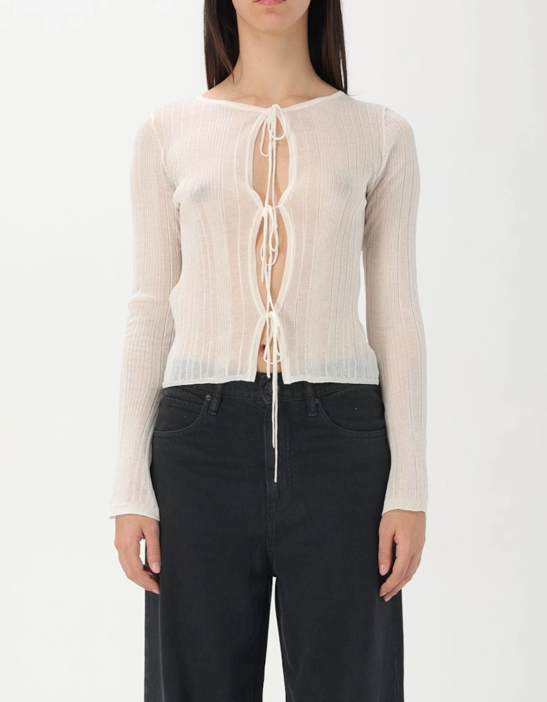 TieFront Ribbed Knit Cardigan