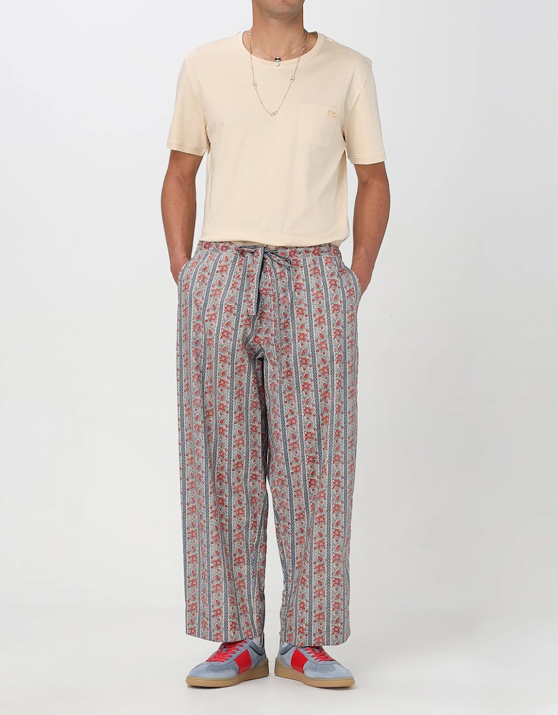 Multicolor Patterned Tailored Pants