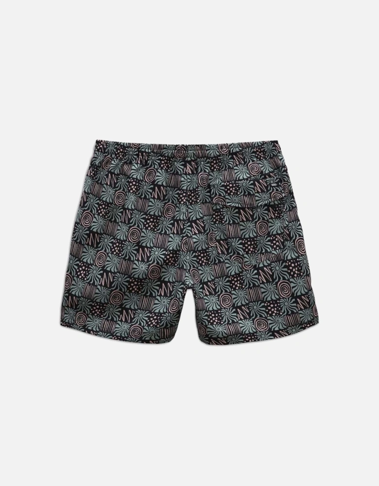 Elastic Waistband Polyester Swimsuit with Visible Logo