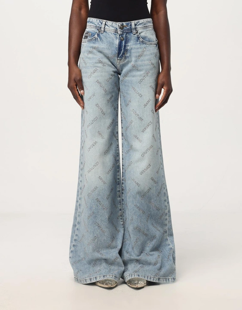 Flared Jeans Rhinestone Logo