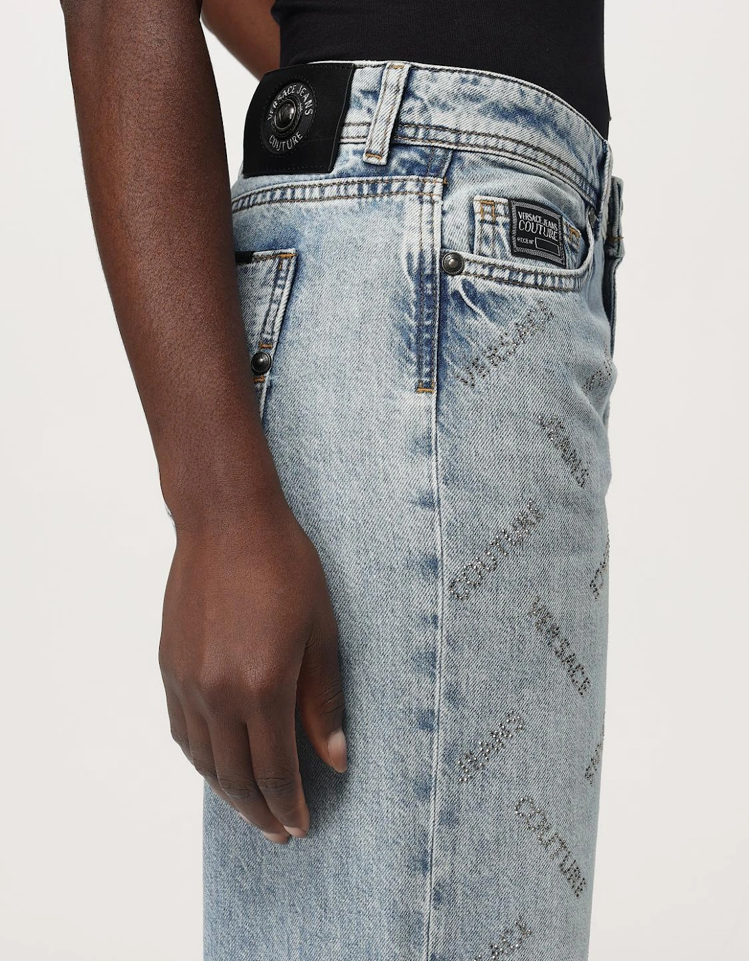 Flared Jeans Rhinestone Logo