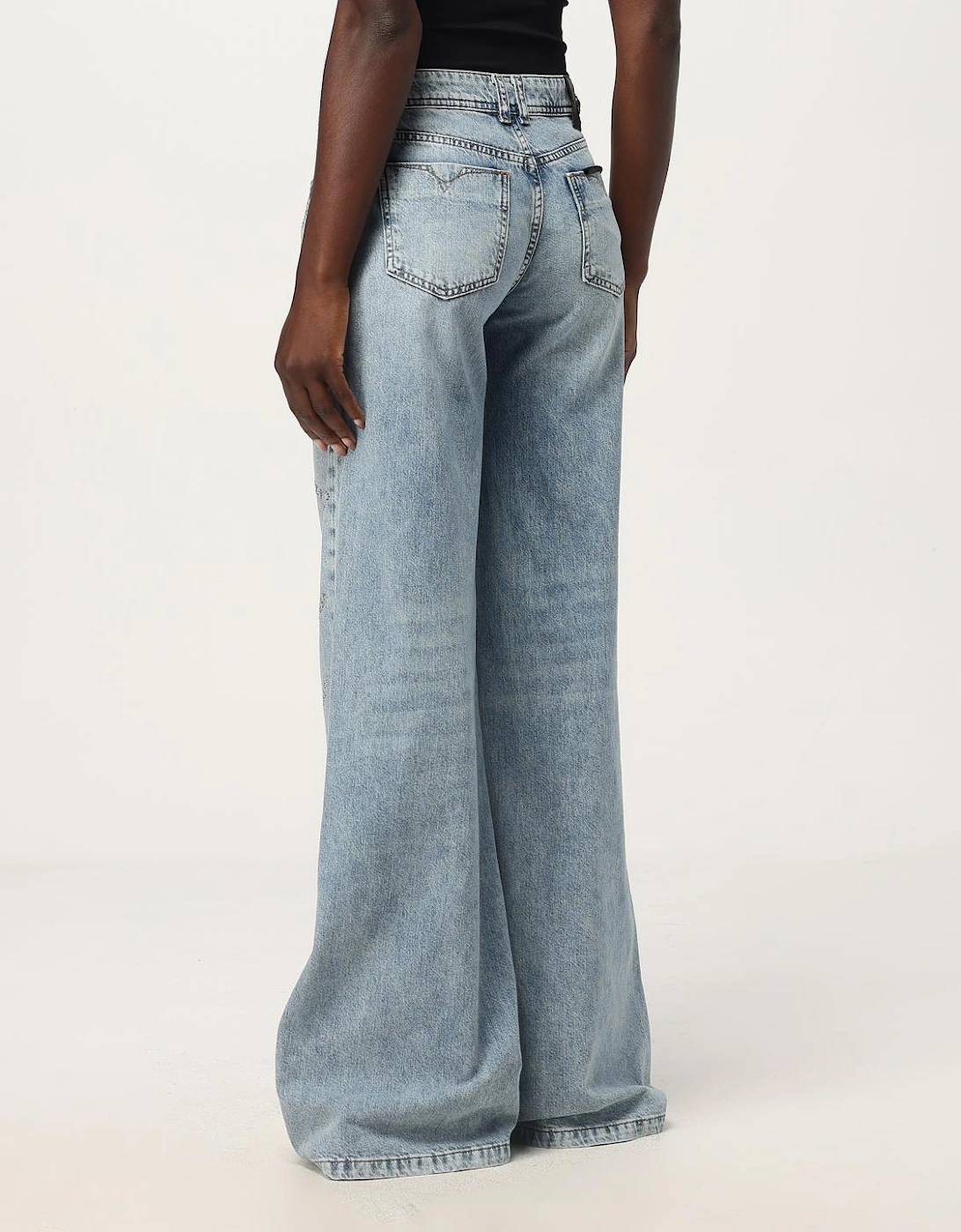 Flared Jeans Rhinestone Logo