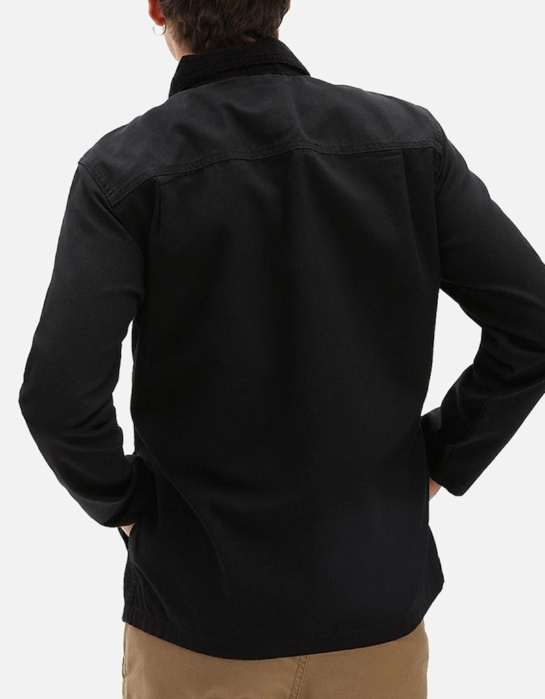 Cotton Jacket with Button Fastening and Visible Logo