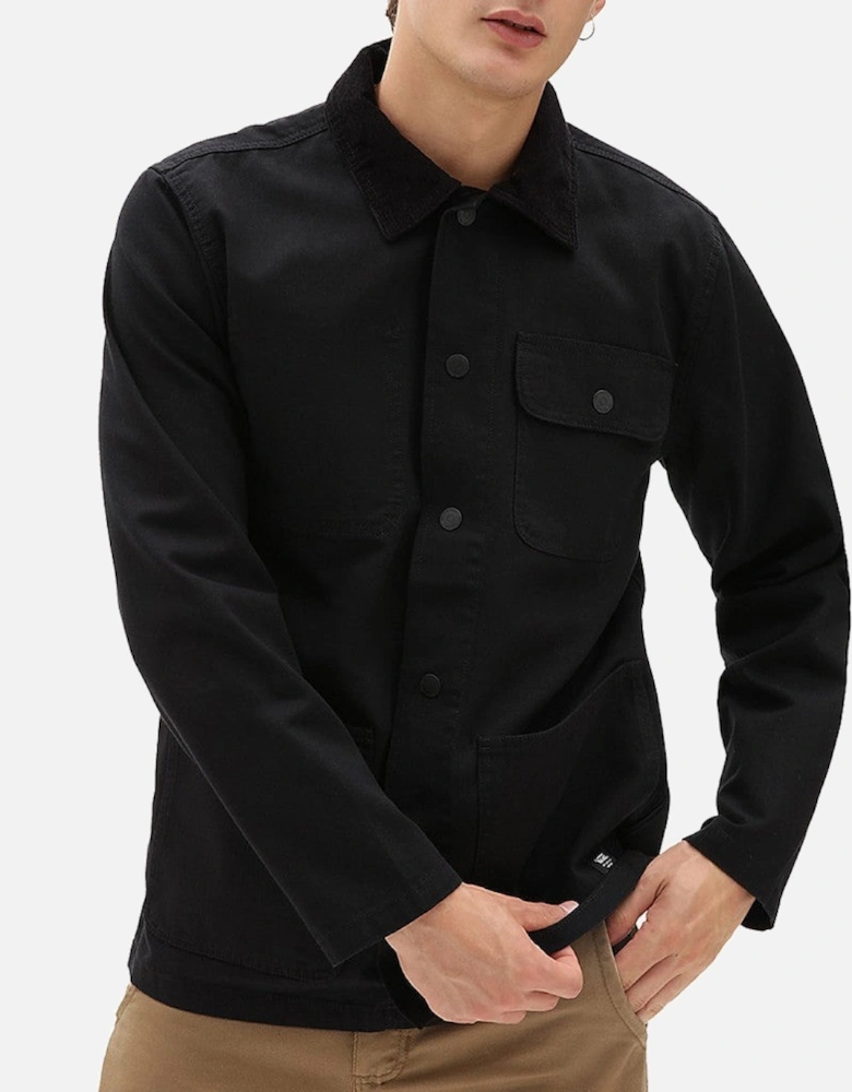 Cotton Jacket with Button Fastening and Visible Logo