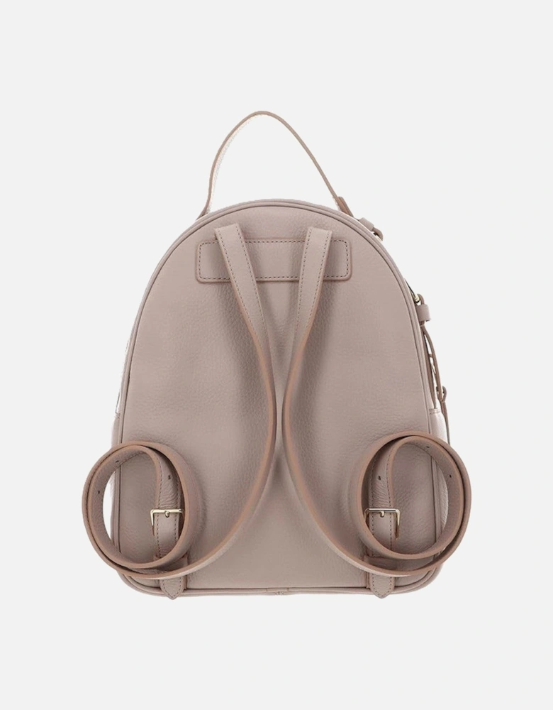 Leather Backpack with Zip Fastening and Visible Logo