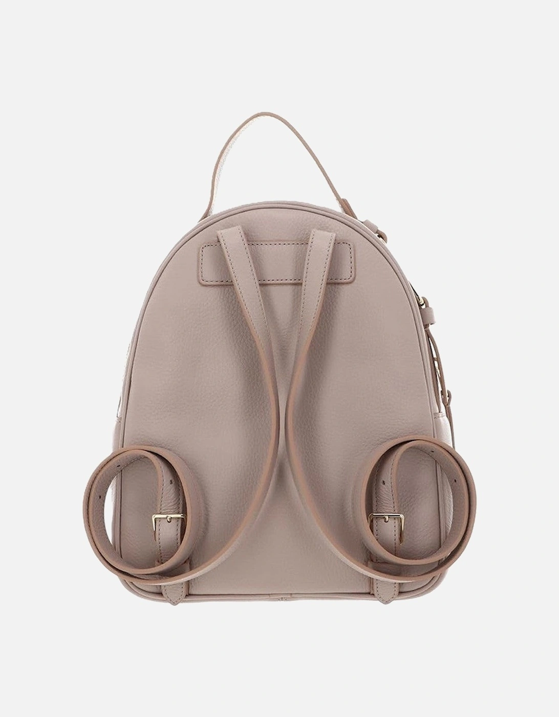 Leather Backpack with Zip Fastening and Visible Logo