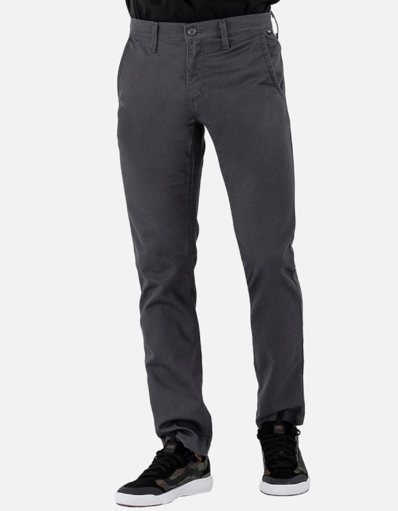 Slim Fit Cotton Blend Trousers with Button and Zip Fastening