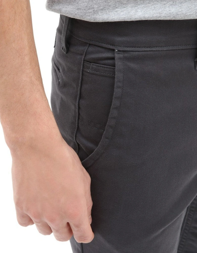Slim Fit Cotton Blend Trousers with Button and Zip Fastening