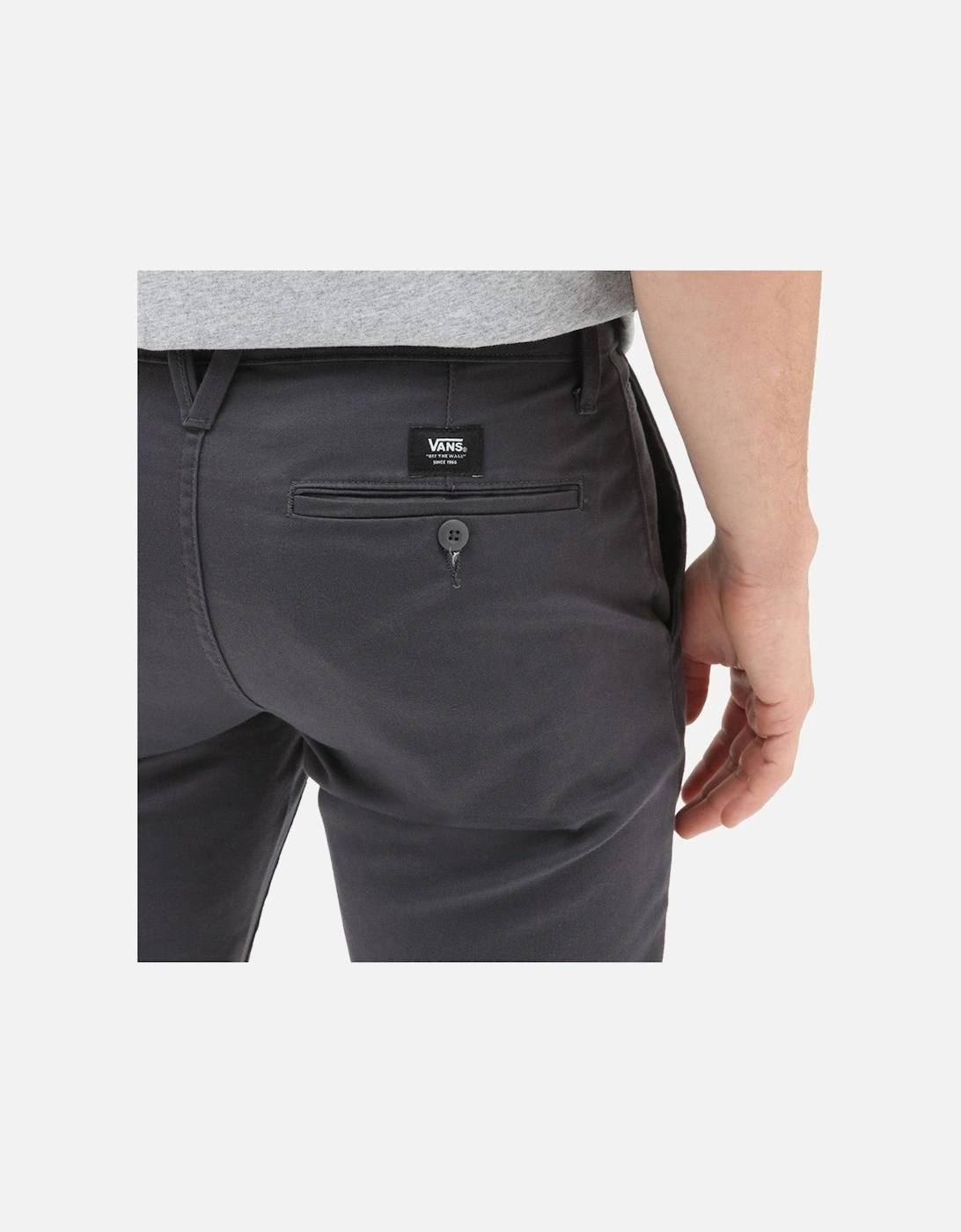 Slim Fit Cotton Blend Trousers with Button and Zip Fastening