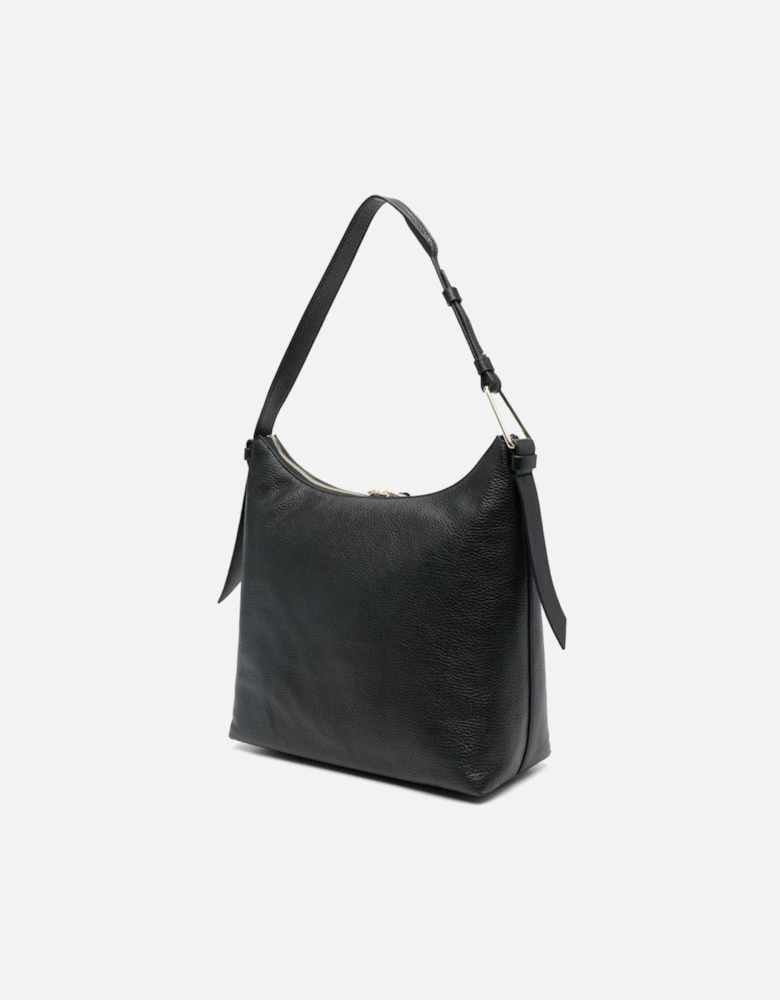 Leather Shoulder Bag with Adjustable Strap and Zip Fastening