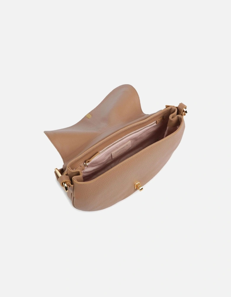 Leather Shoulder Bag with Metallic Fastening