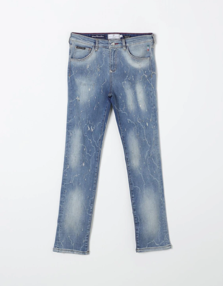 Embroidered Distressed Jeans
