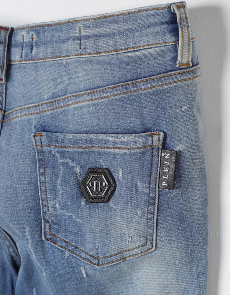 Embroidered Distressed Jeans