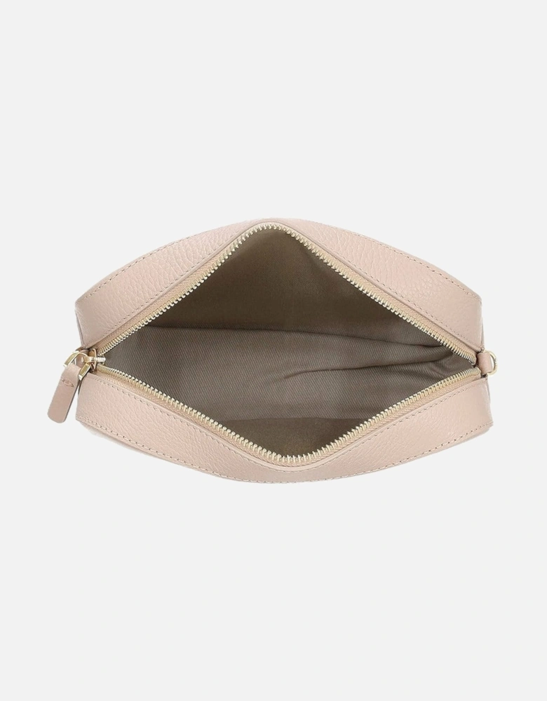 Leather Adjustable Cross-Body Bag with Zip and Visible Logo