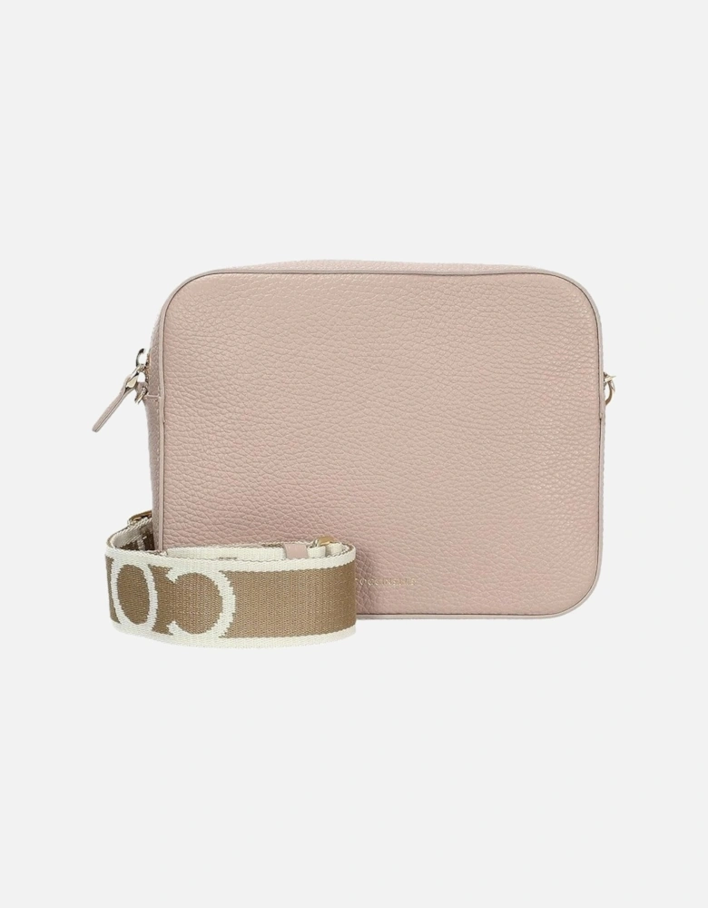 Leather Adjustable Cross-Body Bag with Zip and Visible Logo