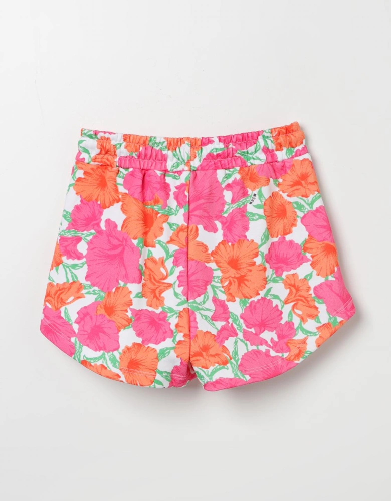 Floral Print Shorts with Drawstring
