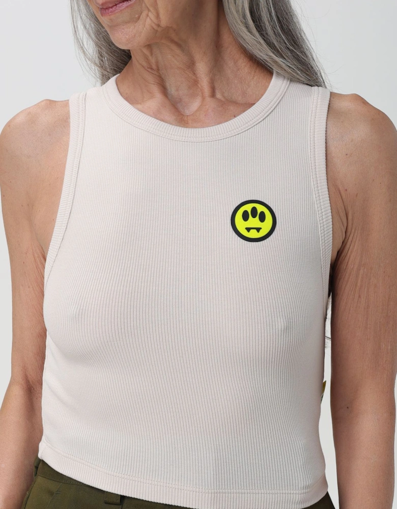 Ribbed Tank Top Smiley Face Logo