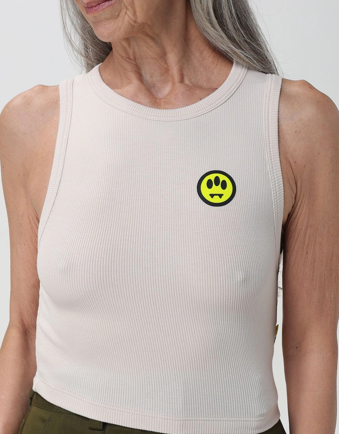 Ribbed Tank Top Smiley Face Logo