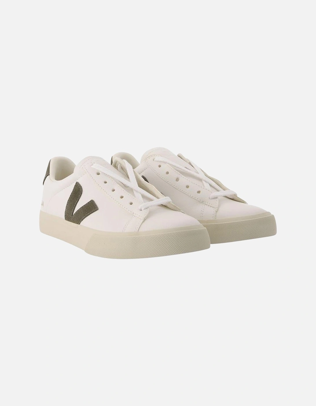 Leather Sneakers with Minimalist Design and Blue Logo