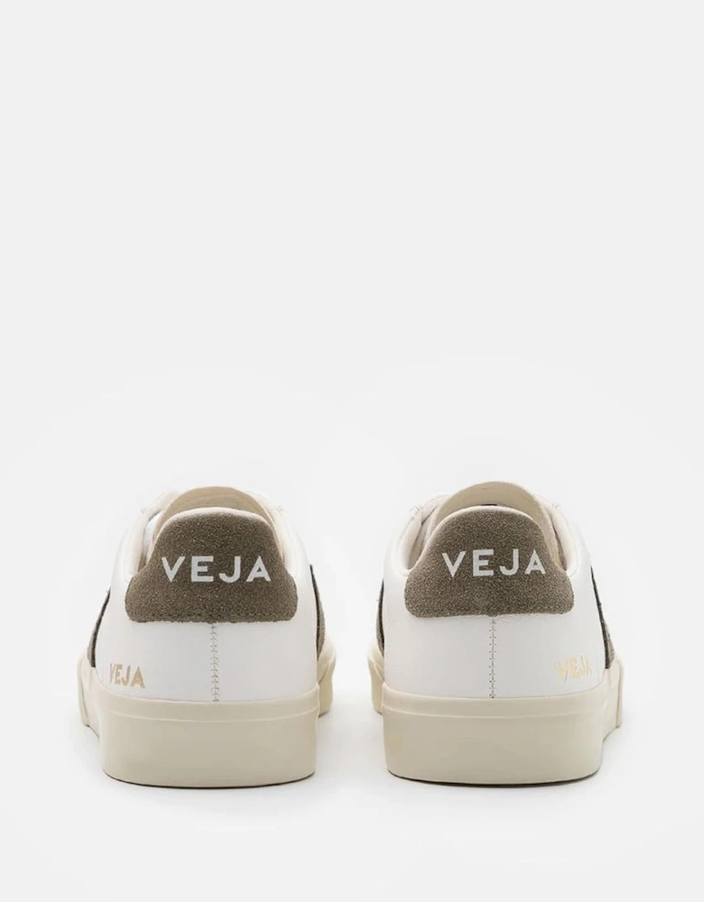 Leather Sneakers with Minimalist Design and Blue Logo