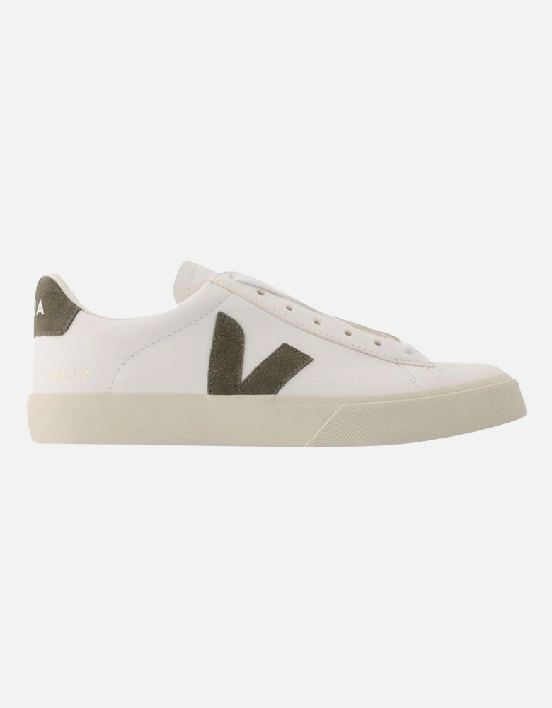 Leather Sneakers with Minimalist Design and Blue Logo