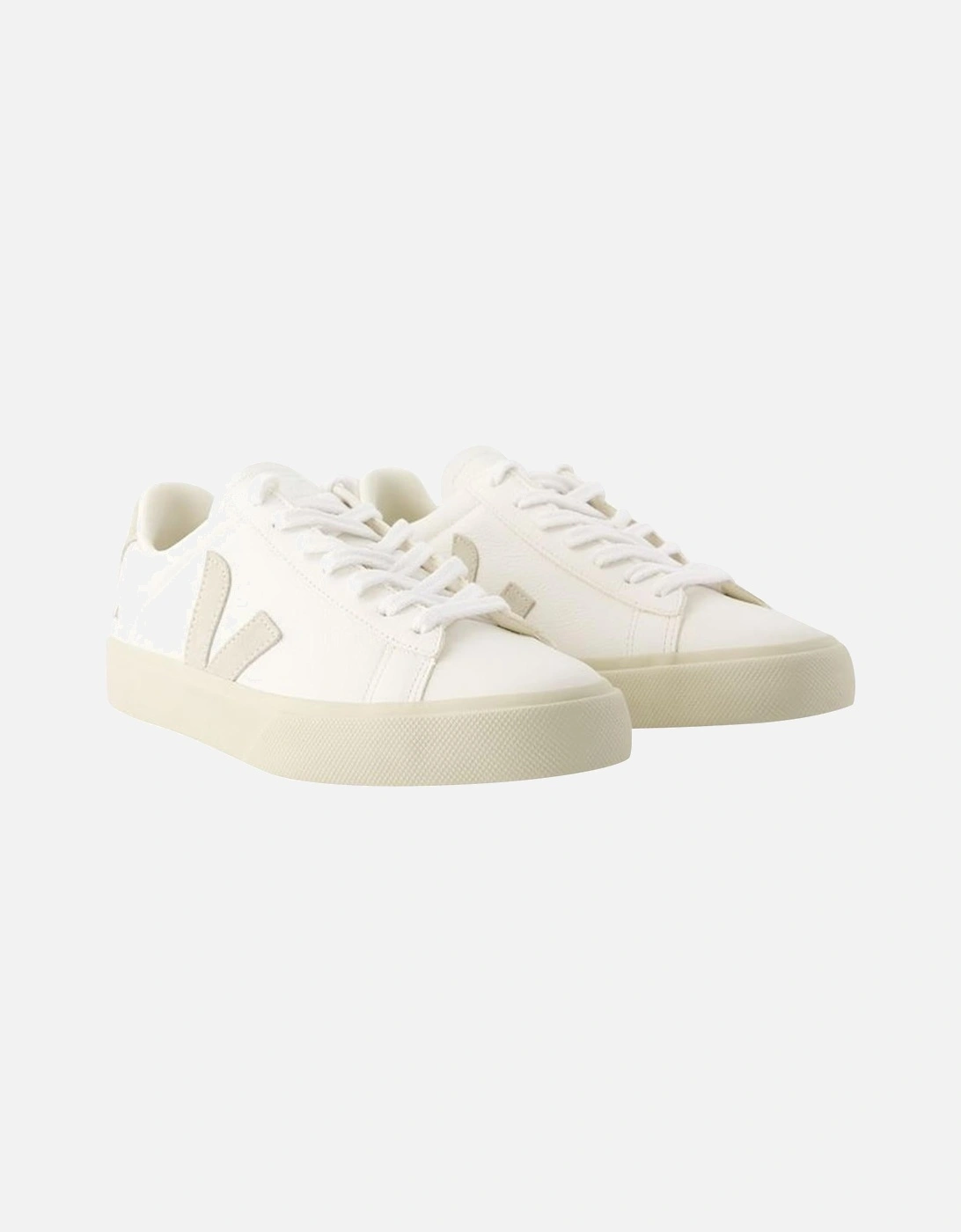 White Leather Sneakers with Recycled Rubber Sole - Sustainable Fashion