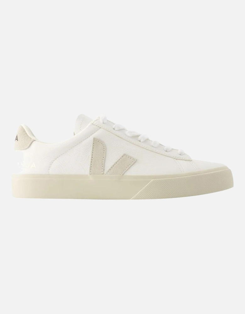 White Leather Sneakers with Recycled Rubber Sole - Sustainable Fashion