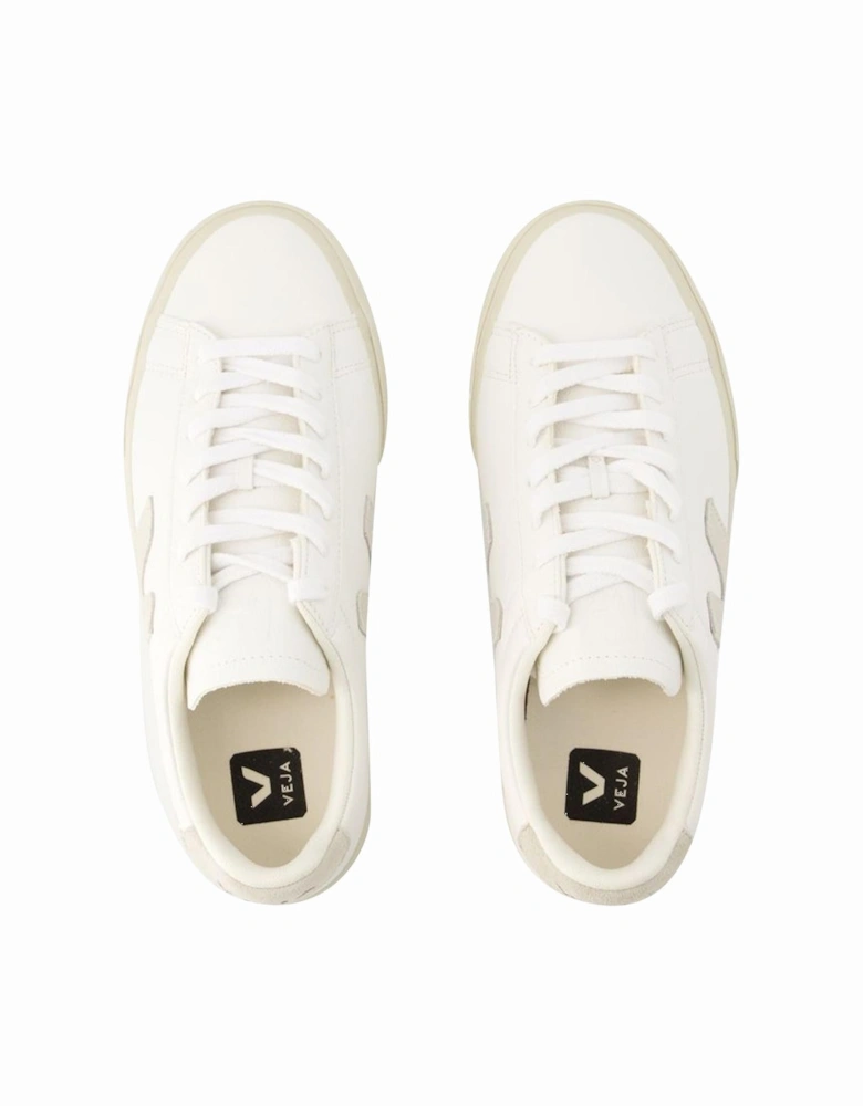 White Leather Sneakers with Recycled Rubber Sole - Sustainable Fashion