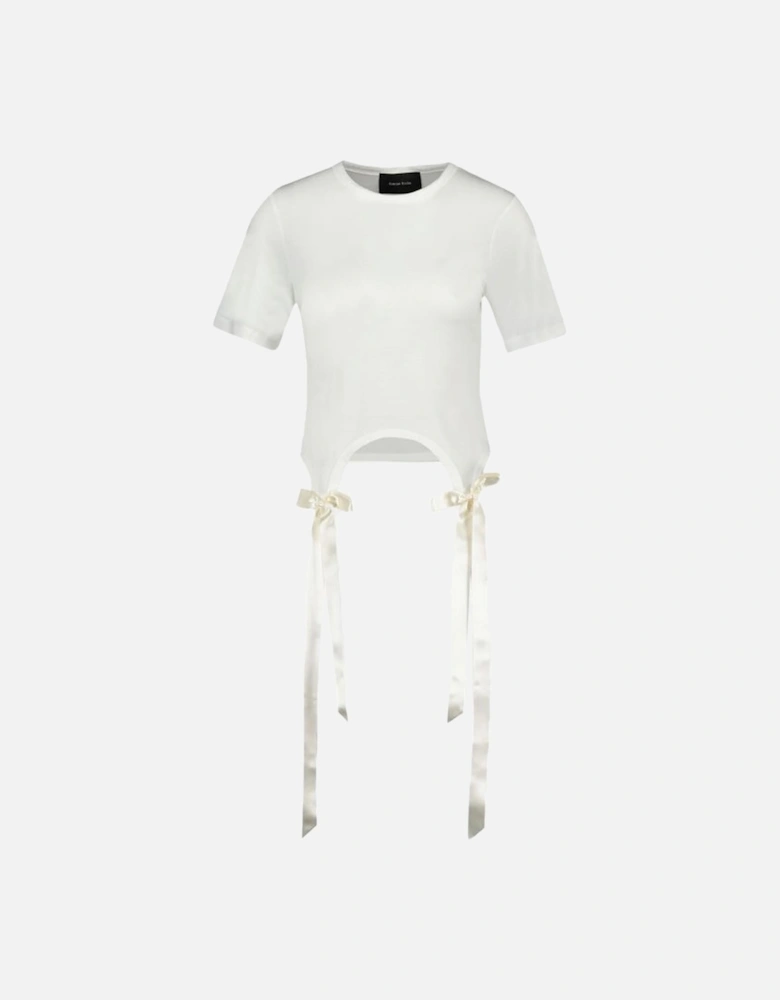 Bow Tails Easy T-Shirt in White Cotton