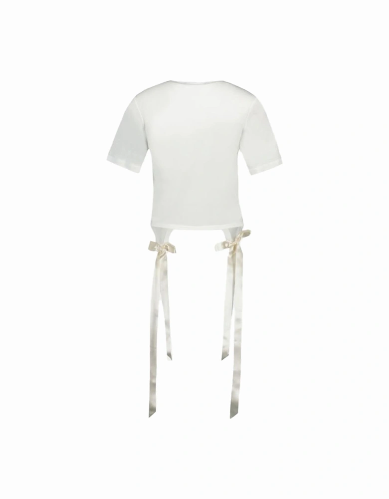 Bow Tails Easy T-Shirt in White Cotton