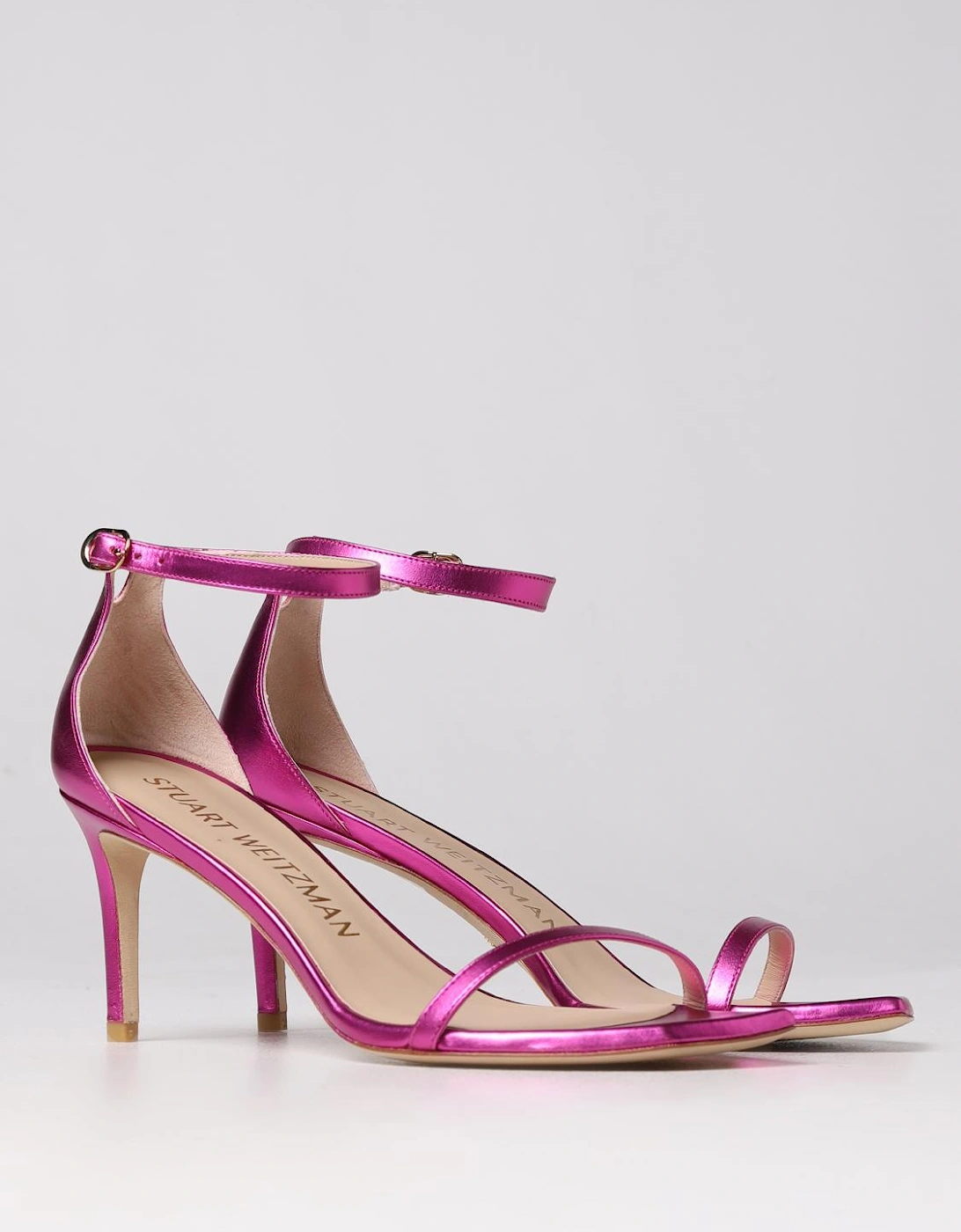 Metallic Leather Square Toe Sandals
