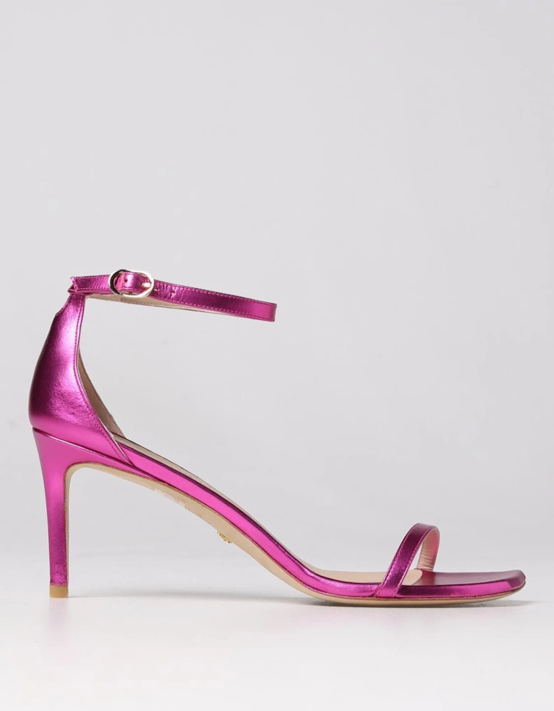 Metallic Leather Square Toe Sandals
