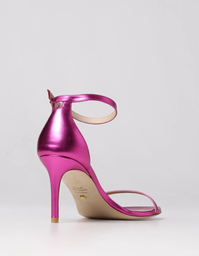 Metallic Leather Square Toe Sandals