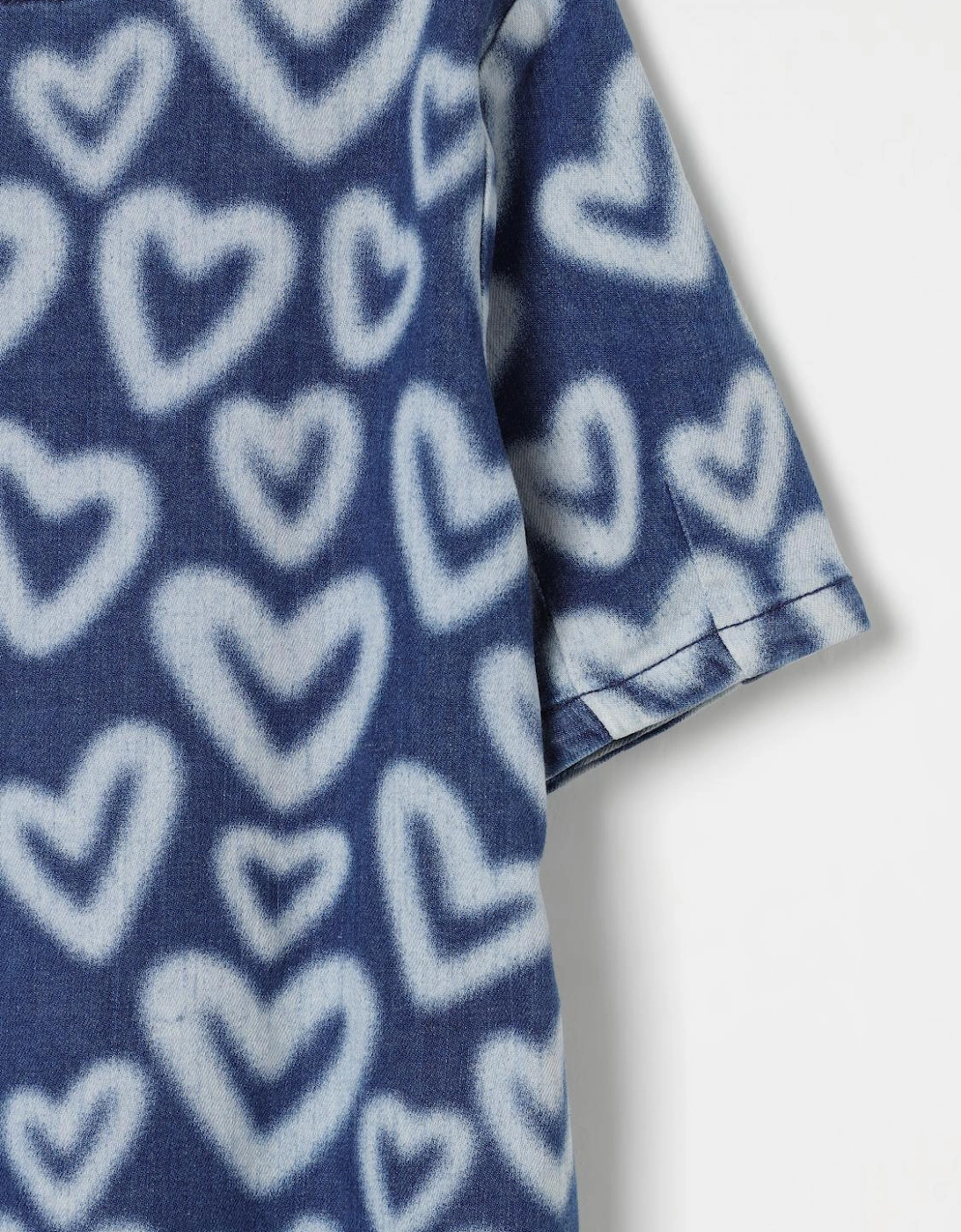 Kids Heart Print Denim Dress