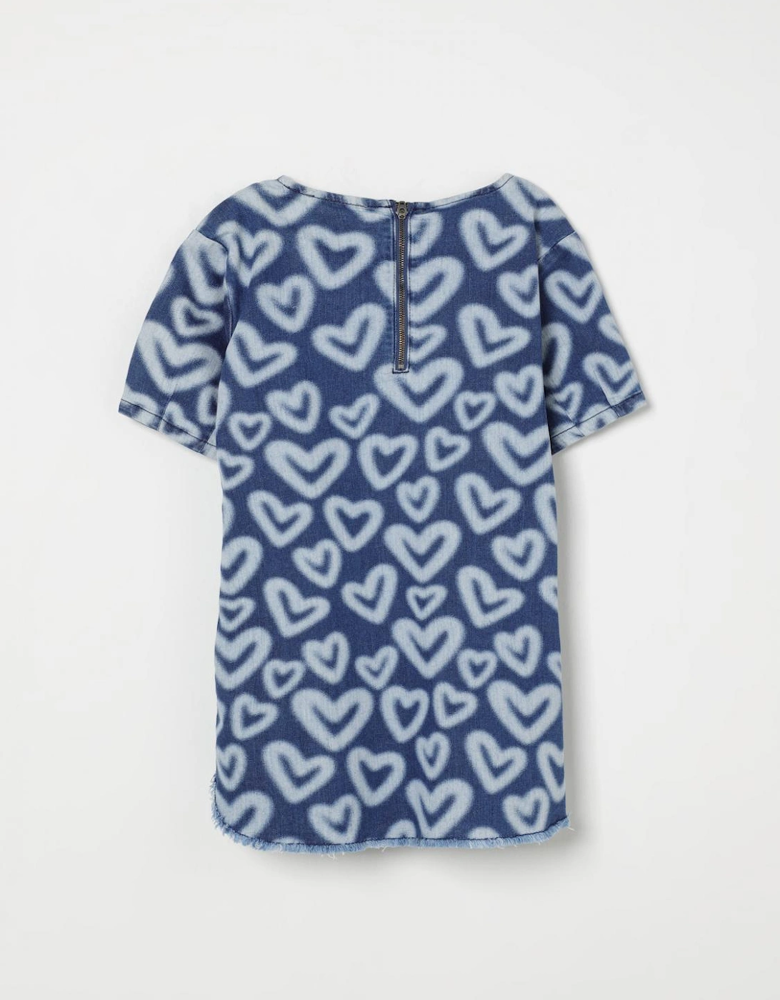Kids Heart Print Denim Dress