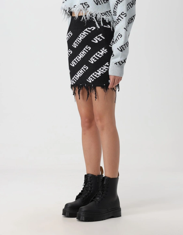 Mini Knit Skirt Frayed Hem