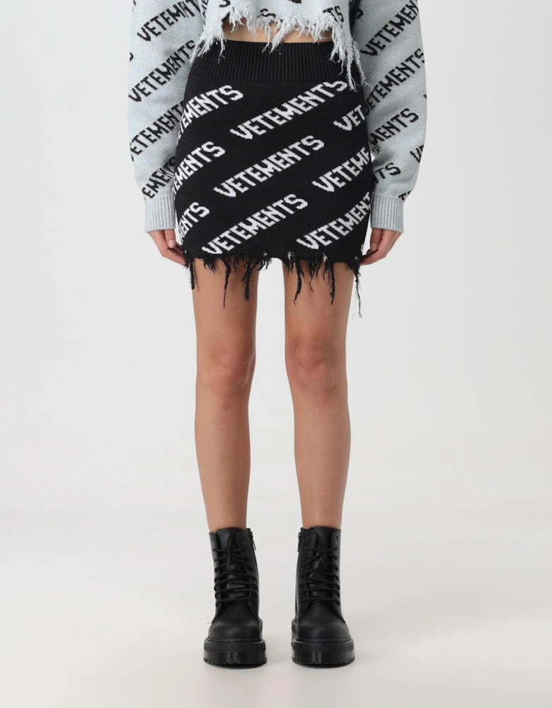 Mini Knit Skirt Frayed Hem