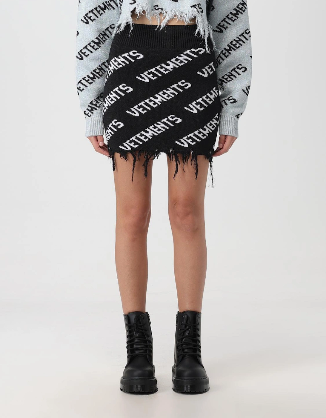 Mini Knit Skirt Frayed Hem, 6 of 5