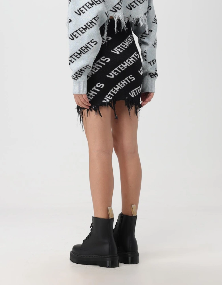 Mini Knit Skirt Frayed Hem