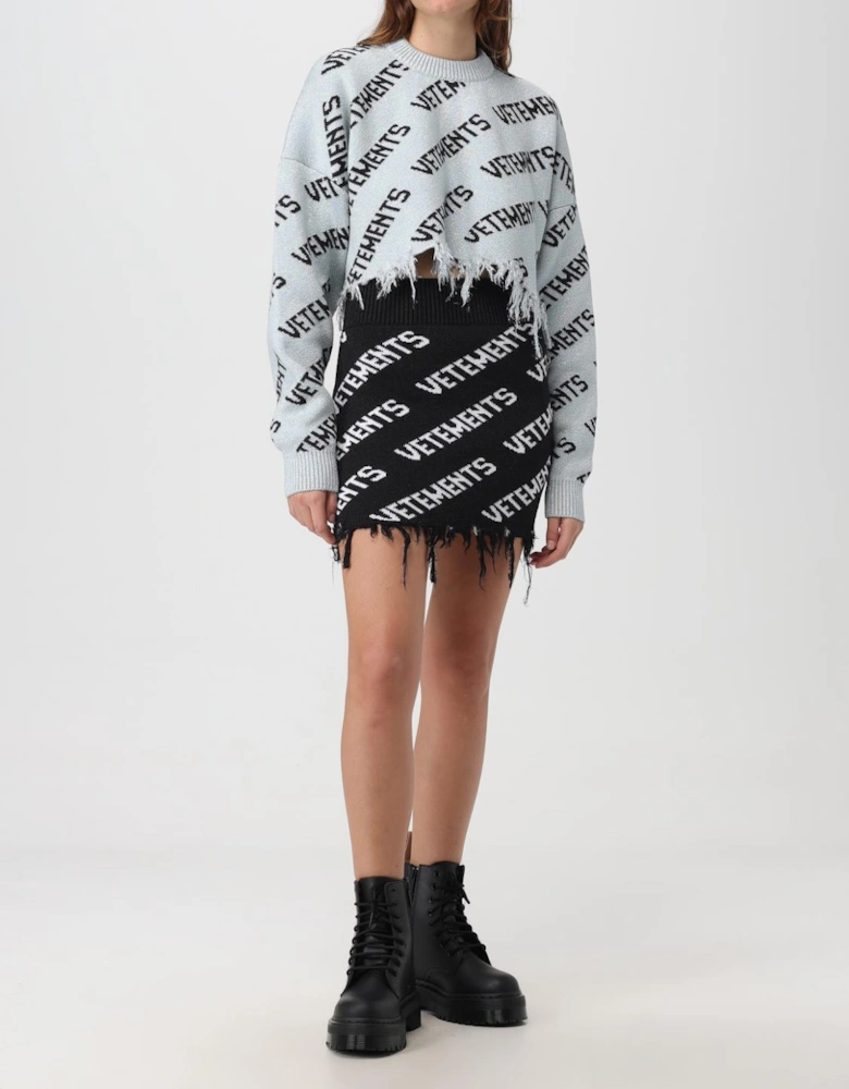 Mini Knit Skirt Frayed Hem