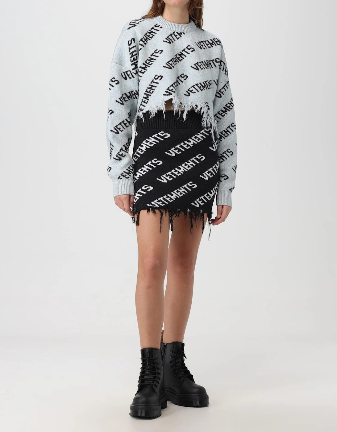 Mini Knit Skirt Frayed Hem
