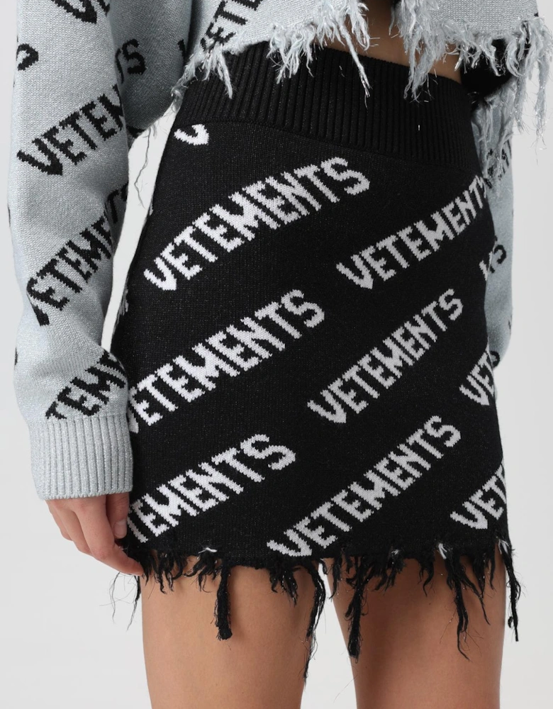 Mini Knit Skirt Frayed Hem