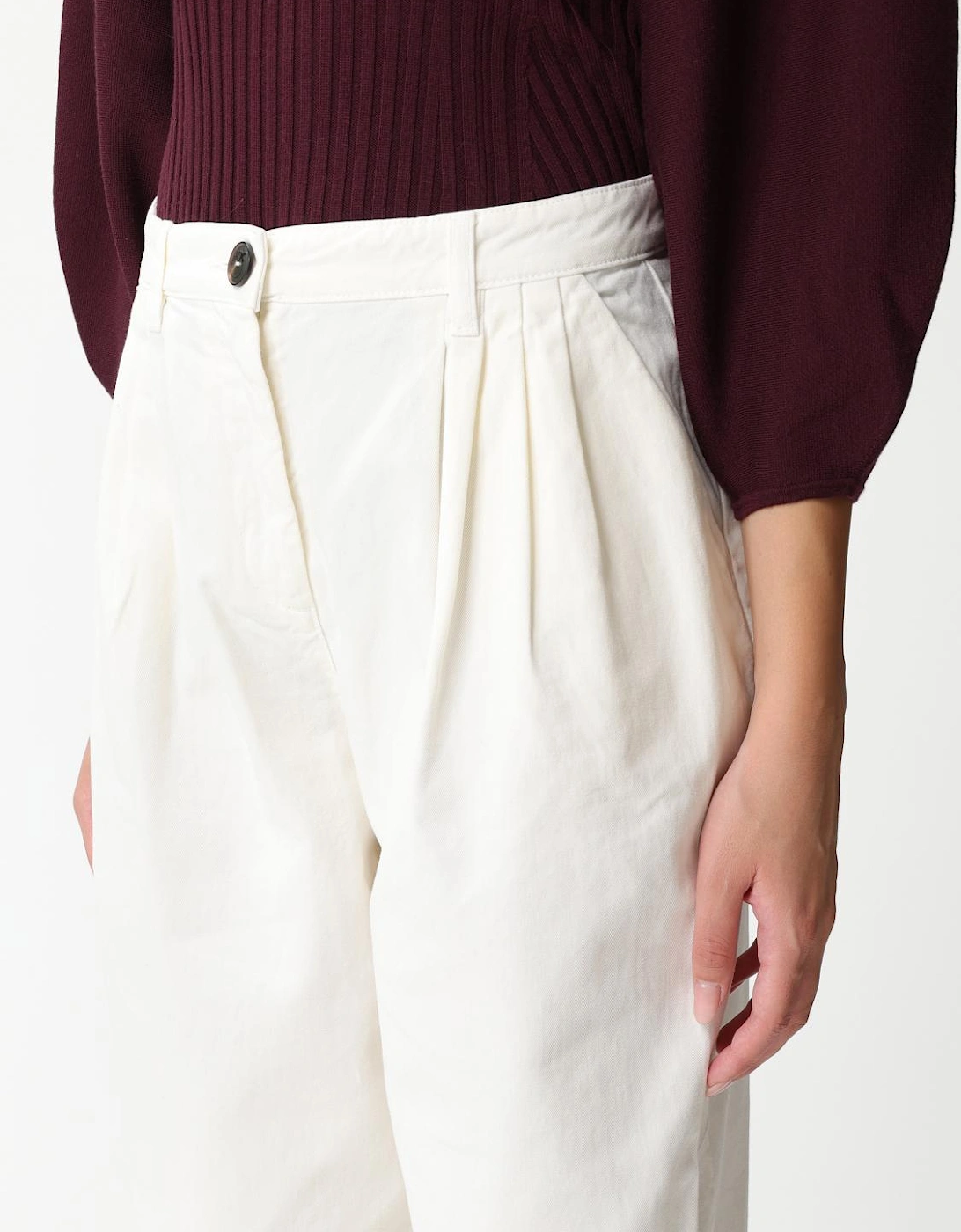 Pleated Cropped Pants Relaxed Fit