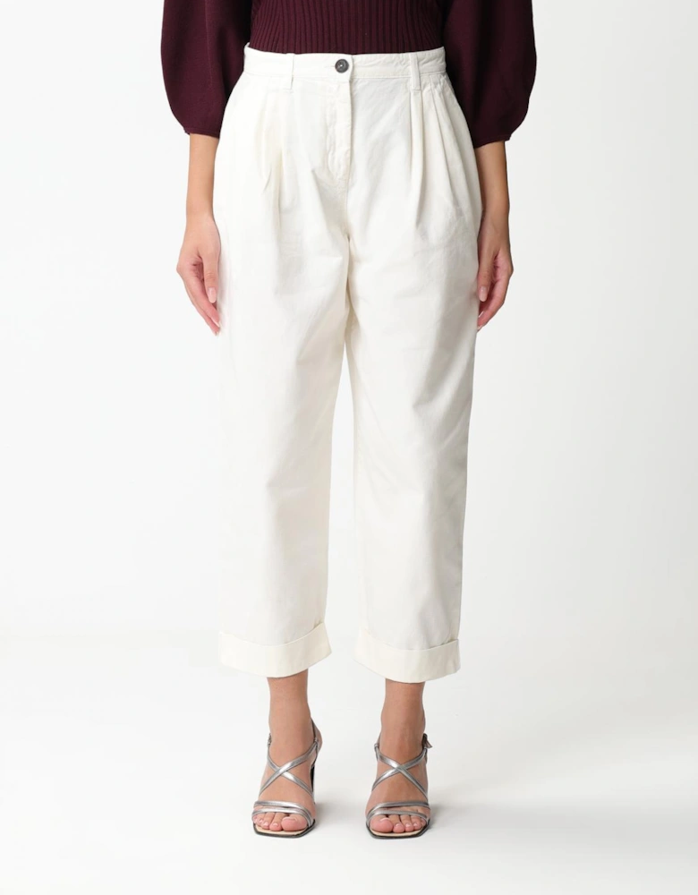 Pleated Cropped Pants Relaxed Fit