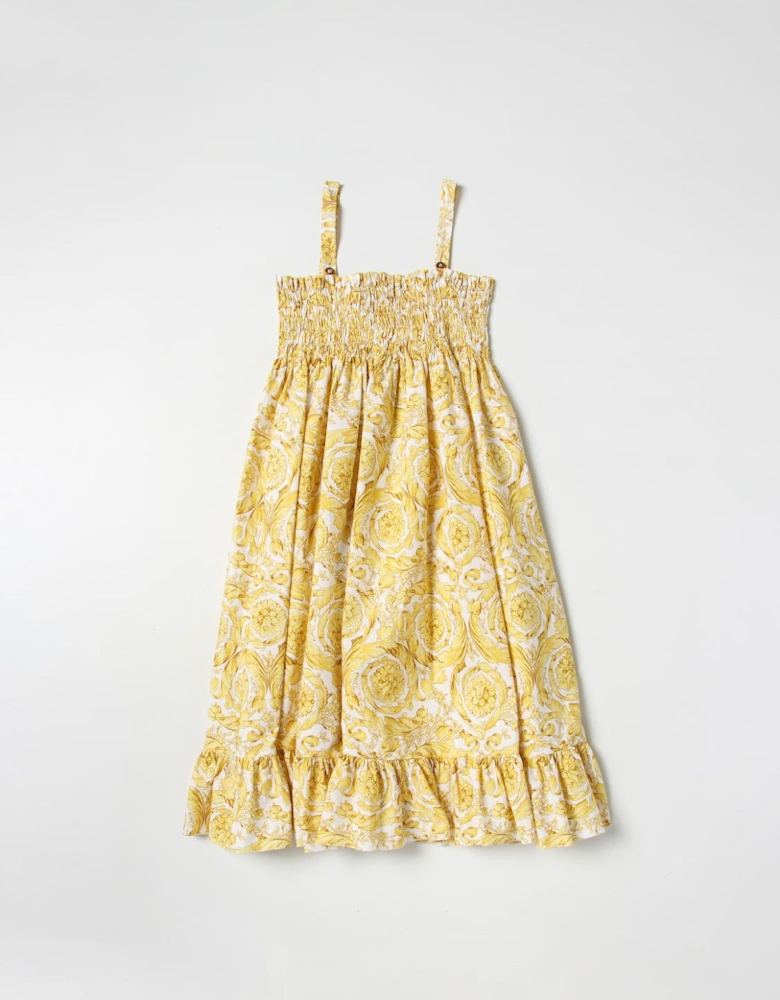 Girls Baroque Print Ruffle Dress