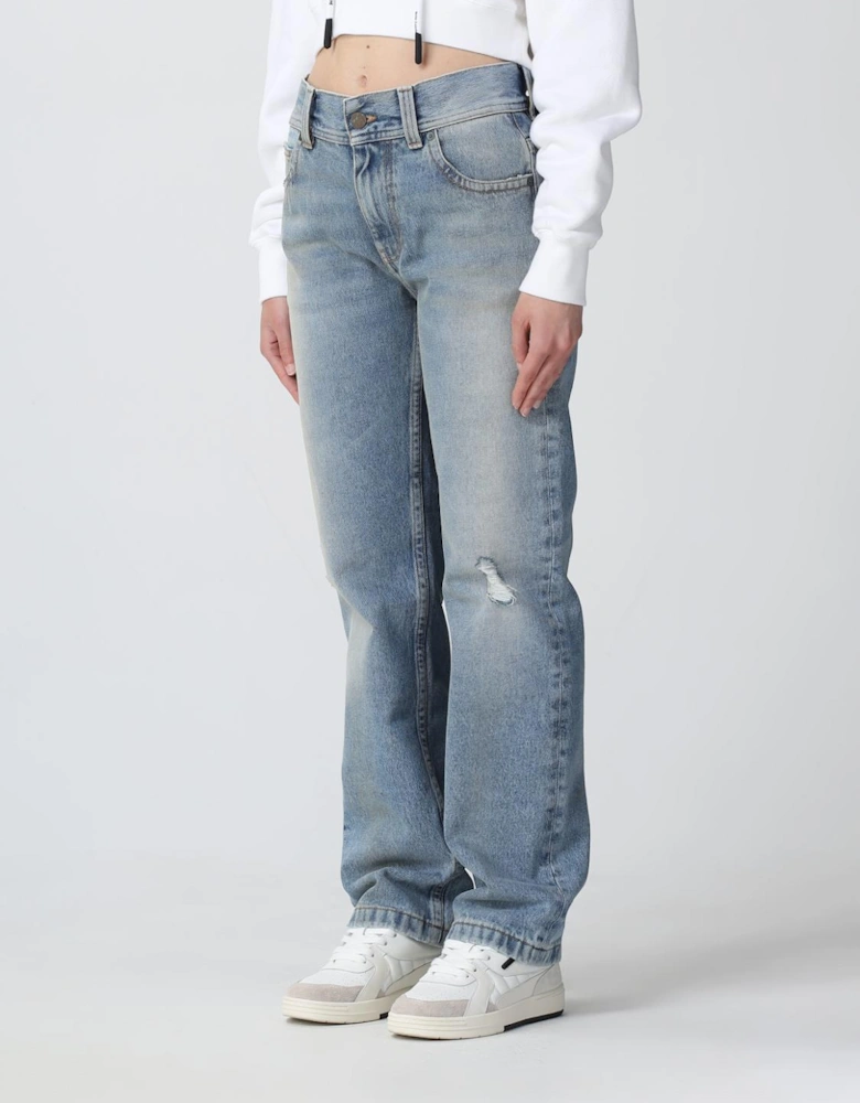 Straight Leg Jeans Distressed Design
