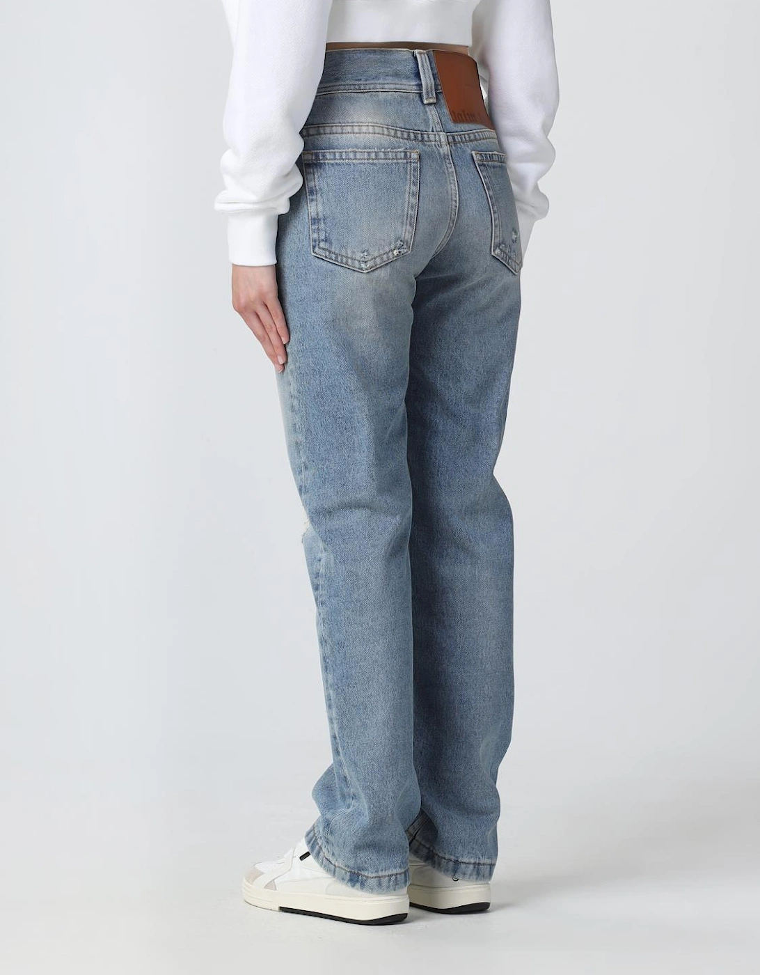 Straight Leg Jeans Distressed Design