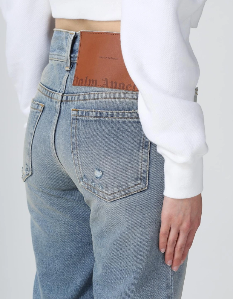 Straight Leg Jeans Distressed Design
